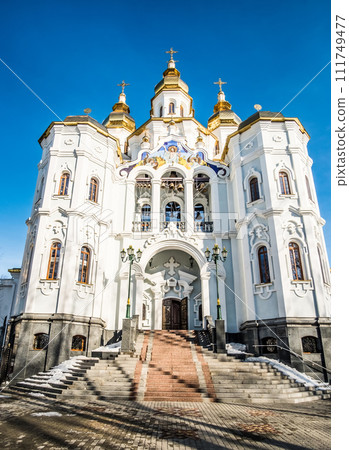 White church with stairs in Kharkov White church with stairs in Kharkov 111749477