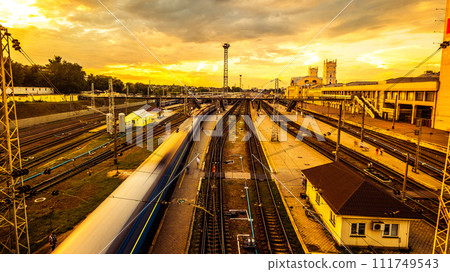 Railway station at sunset Railway station at sunset 111749543
