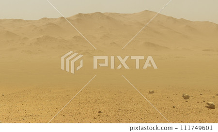 Beautiful sandy red planet Mars with desert, rocks and mountain 111749601
