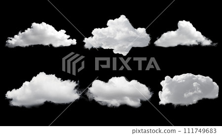 White clouds isolated on black background. Set of beautiful quality clouds. Cloud pack 111749683