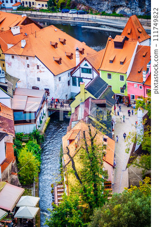 Touristic street in Czech Krumlov Touristic street in Czech Krumlov 111749822