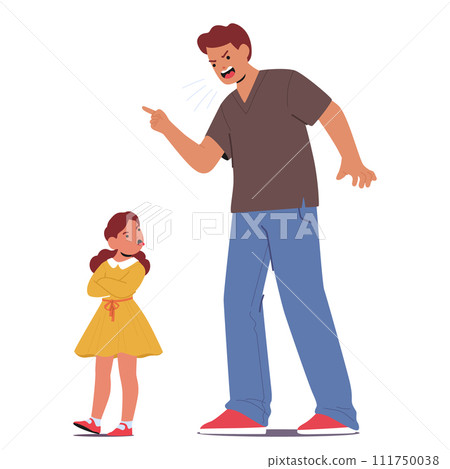 Furious Father Scream, Scolding His Mischievous Daughter For Her Naughty Antics, Leaving A Tense And Somber Atmosphere Furious Father Scream, Scolding His Mischievous Daughter For Her Naughty Antics, Leaving A Tense And Somber Atmosphere 111750038
