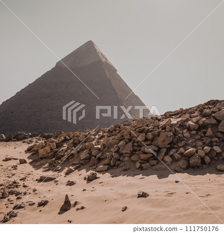 Ancient Egyptian Ruins and Pyramids The sandy desert in Cairo 111750176