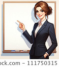 A woman pointing to the white board 111750315