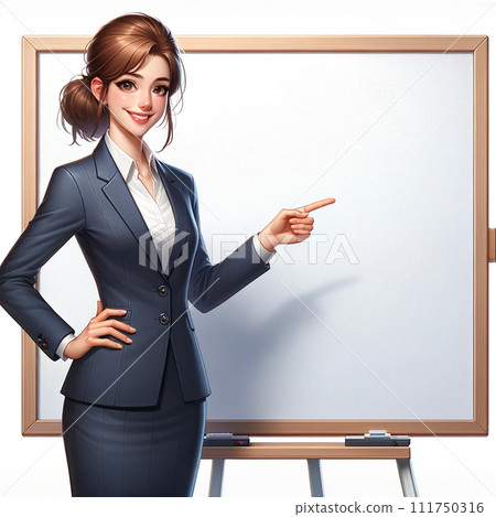 A woman pointing to the white board 111750316