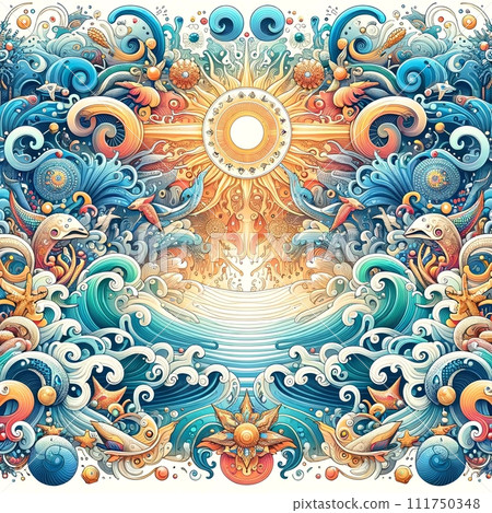 太陽與海抽象背景壁紙 太陽與海抽象背景壁紙 111750348