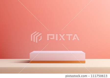 Empty podium in pastel colors, advertising, promotion and display of goods. Empty podium in pastel colors, advertising, promotion and display of goods. 111750613