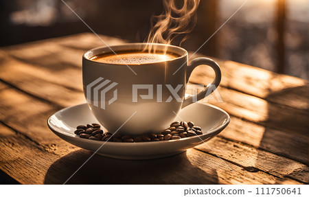 Morning coffee in rustic setting Morning coffee in rustic setting 111750641