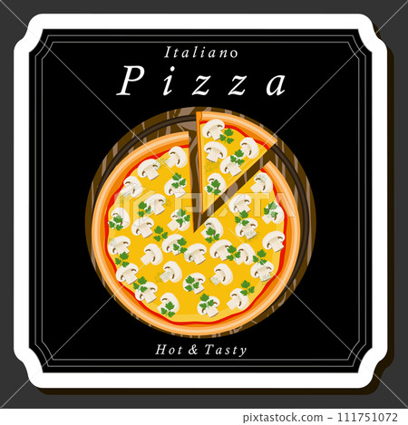 Illustration on theme big hot tasty pizza to pizzeria menu Illustration on theme big hot tasty pizza to pizzeria menu 111751072