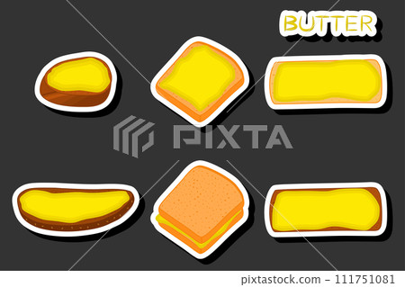 Illustration on theme big colored set different types creamy butter 111751081