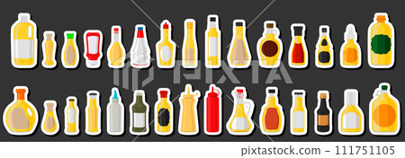 Illustration on theme big kit varied glass bottles filled liquid cheese sauce 111751105