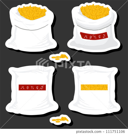 Illustration on theme big colored set different types bags, full sack of coins Illustration on theme big colored set different types bags, full sack of coins 111751106