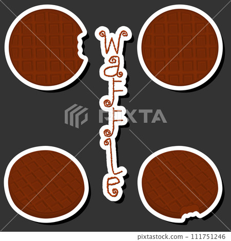 Illustration on theme big kit different types biscuit waffle with cell, dessert cookie 111751246