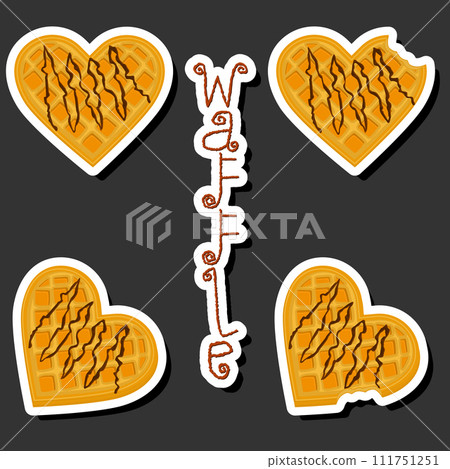 Illustration on theme big kit different types biscuit waffle with cell, dessert cookie Illustration on theme big kit different types biscuit waffle with cell, dessert cookie 111751251