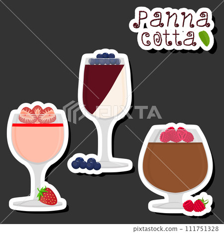 Illustration on theme fresh fruit tasty jelly panna cotta of various ingredients 111751328