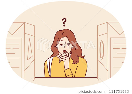 Woman is trying to choice between two similar products with different brand placed on store shelves Woman is trying to choice between two similar products with different brand placed on store shelves 111751923