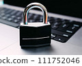 Close-up of the lock on the keyboard. Cyber security, data protection concept 111752046