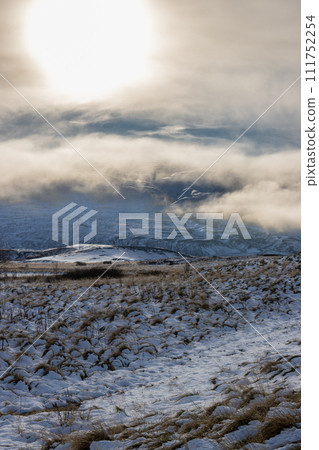 Autumn landscape with a snow, North Iceland 111752254