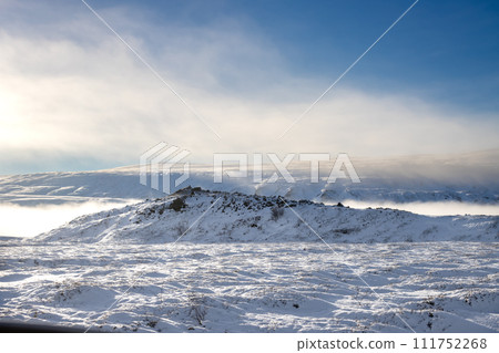 White snowy country, Fossholl - Godafoss, Iceland 111752268