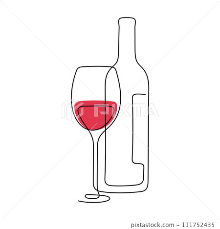 Red wine bottle and glass vector illustration  111752435