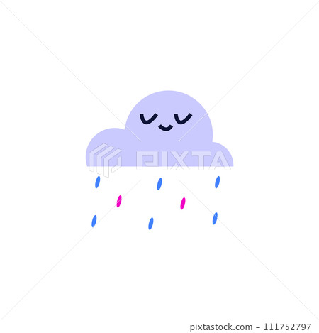 Cute cloud on isolated background with colorful raindrops. Cute cloud on isolated background with colorful raindrops. 111752797