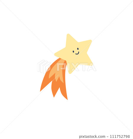 A cheerful illustration of a flying star. Children's flat design. 111752798