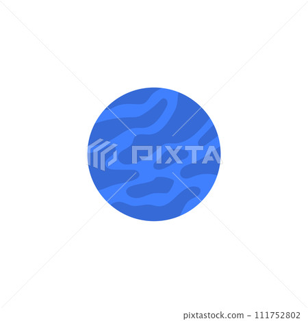 Vector fantastic planet in blue color in flat children's style. Vector fantastic planet in blue color in flat children's style. 111752802