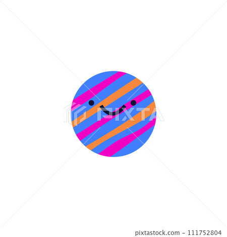 Adorable striped planet with a smile on an isolated background. 111752804