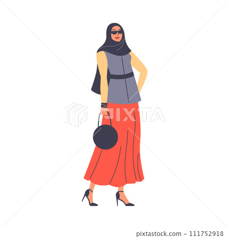 Modern fashionable woman character, flat vector illustration isolated. Modern fashionable woman character, flat vector illustration isolated. 111752918