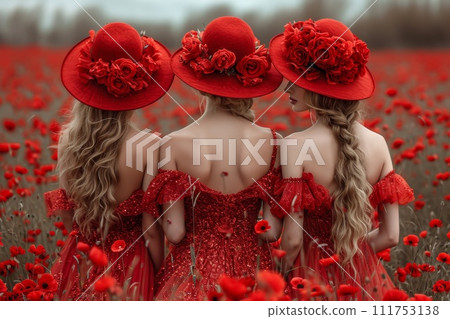 Beautiful girls in flowers . Artistic photography of girls 111753138