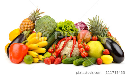Collection of fruits and vegetables isolated on white background for your project. 111753433