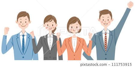 Business, multiple office workers, new employees doing fist pumps Business, multiple office workers, new employees doing fist pumps 111753915