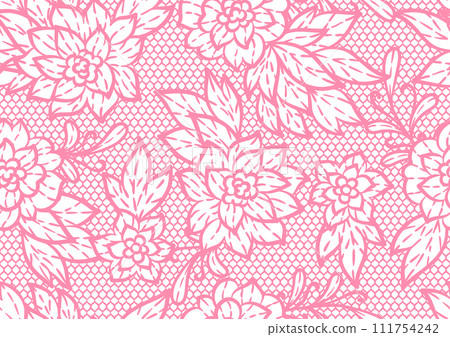 Lace pattern with flowers. Embroidery handmade decoration. Lace pattern with flowers. Embroidery handmade decoration. 111754242