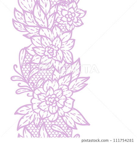 Lace pattern with flowers. Embroidery handmade decoration. 111754281