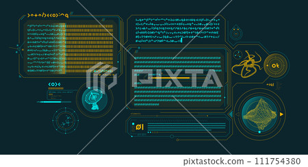 Sci-fi interface of data decoding program. Sci-fi interface of data decoding program. 111754380