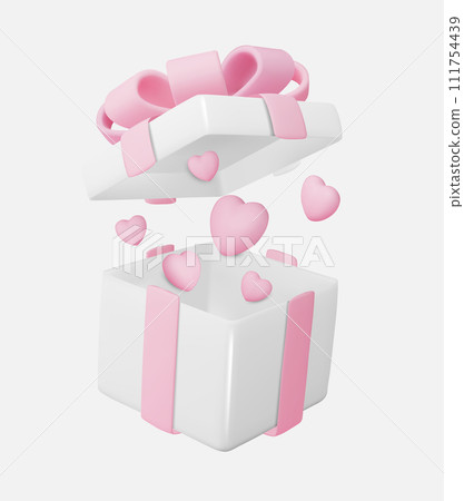 3D gift box with hearts. Valentine s day design. 111754439