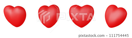 Collection of realistic red valentine hearts. 3d render heart. Vector illustration Collection of realistic red valentine hearts. 3d render heart. Vector illustration 111754445