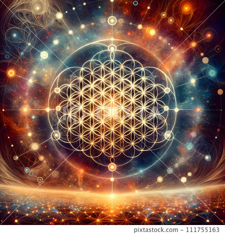 AI-generated content. A complex design that merges modern computational technology with ancient philosophical concepts, 111755163