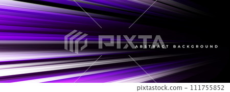 Black wide modern abstract technology background with purple and white glowing high-speed and movement light effect. 111755852