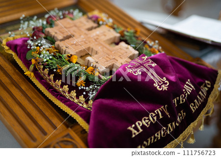 church accessories for the priest's service are made of gold. church accessories for the priest's service are made of gold. 111756723