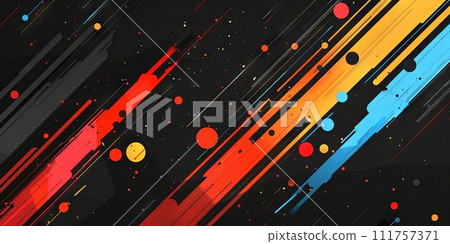 abstract flat splash with vibrant line circles, black background, Generative AI abstract flat splash with vibrant line circles, black background, Generative AI 111757371