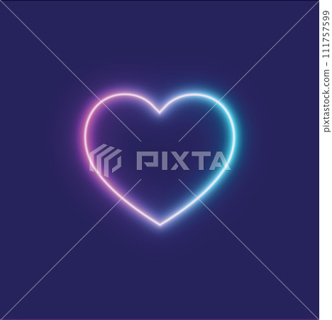 Neon heart shining on blue background Neon heart shining on blue background 111757599