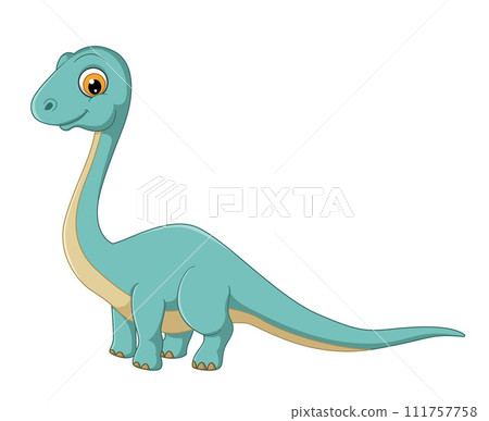 Cartoon diplodocus on white background of illustration Cartoon diplodocus on white background of illustration 111757758