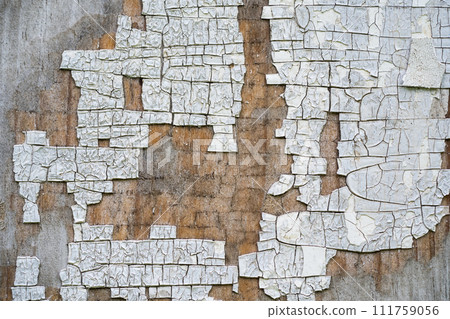 close up of old cracked paint on wooden board 111759056