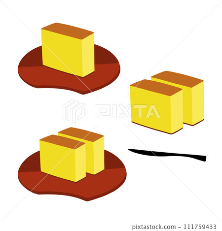 Castella hand drawn color illustration set 111759433