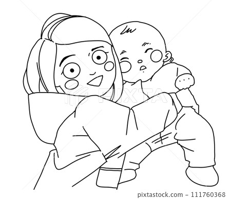 插畫素材:姐姐抱著弟弟 插畫素材:姐姐抱著弟弟 111760368