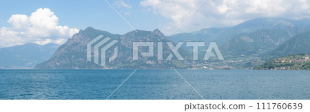 Mountain landscape, picturesque mountain lake in the summer morning, large panorama. Como, Italy 111760639