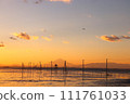 Undersea power pole, Mt. Fuji and airplane 111761033