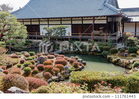 Garden, Fuyo Pond and main hall of Toji-in Temple in Kita Ward, Kyoto City Garden, Fuyo Pond and main hall of Toji-in Temple in Kita Ward, Kyoto City 111761443