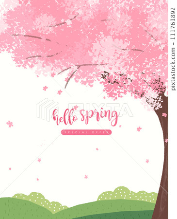 Spring sale template with beautiful pink flowers 111761892